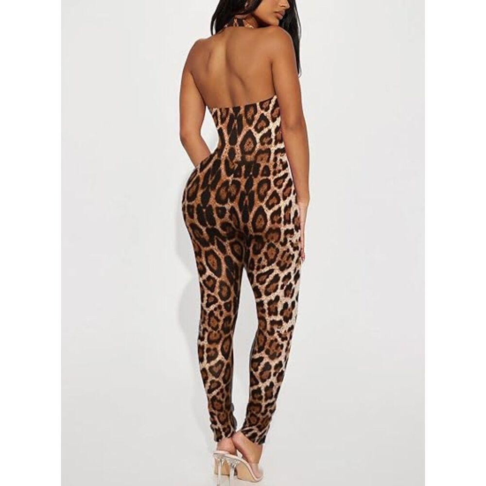 One Piece Backless Leopard Jumpsuit, SIZE XXL, 1KK-164J001 - Picture 2 of 2